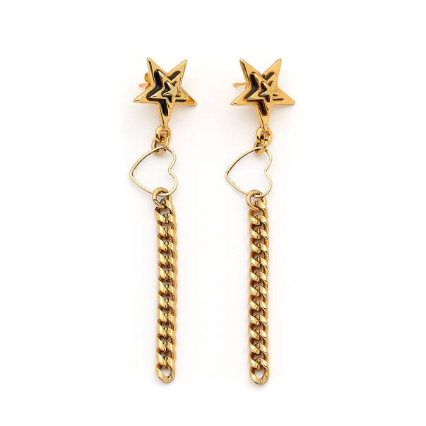 Lauren Gold Plated Star Chain Pins Earrings - 1