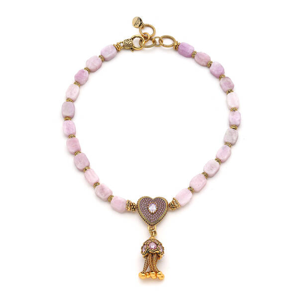 Lilac Luster Zirkon Lila Kalp Charm Kolye - 1