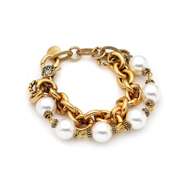 Lily Gold Plated Pearl Top Multi Chain Bracelet - 1