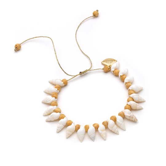 Loadet White Seashell Cord Anklet 