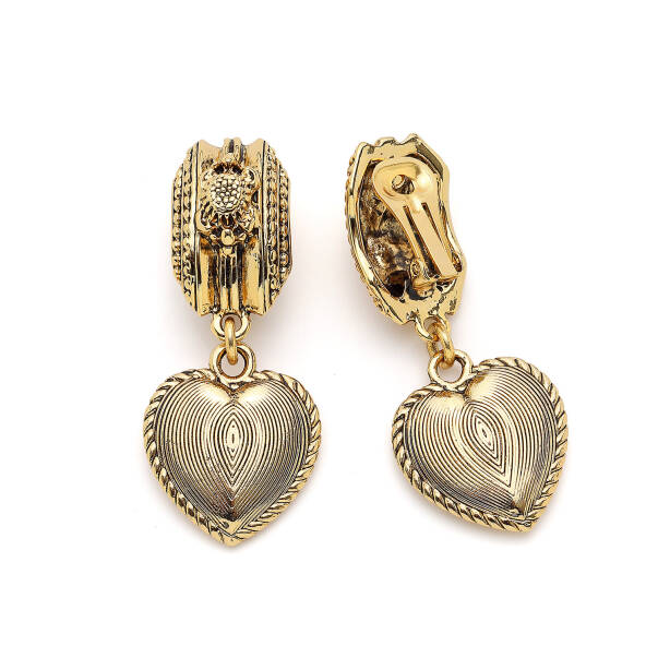 Lovable Gold Plated Heart Charm Clips Earrings - 2