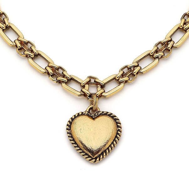 Loved Gold Plated Heart Chain Necklace - 4