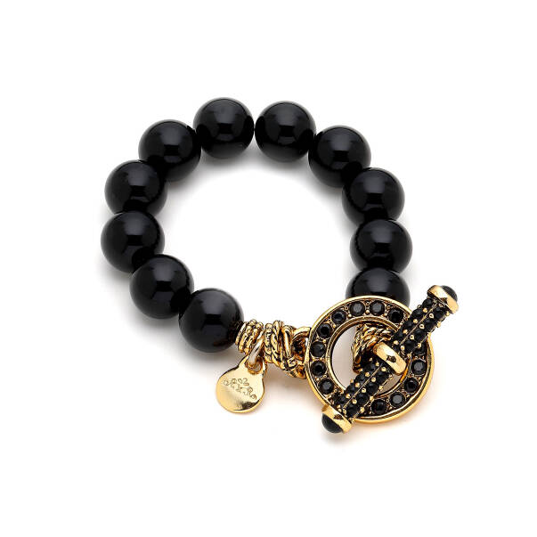 Lumin Onyx Gold Plated Charm Zircon Bracelet - 1