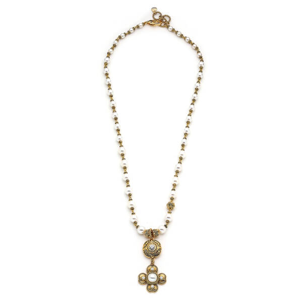 Luminious Clover Pearl Gold Plated Pearl Clover Charm Necklace - 1