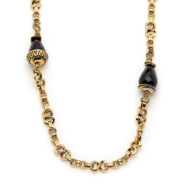 Luna Onyx Gold Plated Chain Necklace - 3