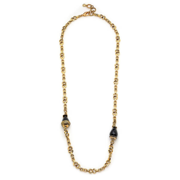 Luna Onyx Gold Plated Chain Necklace - 1