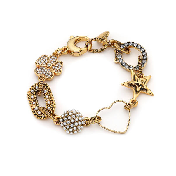 Lunair Gold Plated Clover, Heart,Star Charm Chain Bracelet - 1