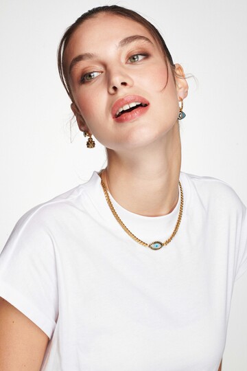 Mei Gold Plated Eye Chain Necklace 
