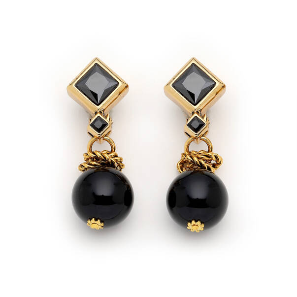 Mila Onyx Gold Plated Clips Earring - 1