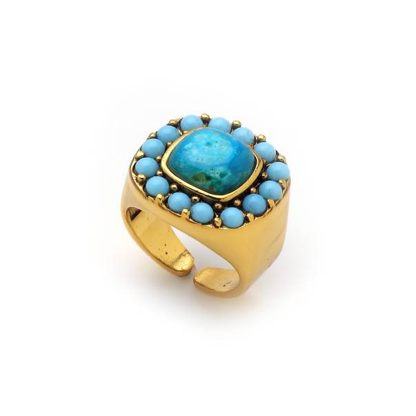 Muvie Turquoise Gold Plated Ring - 1