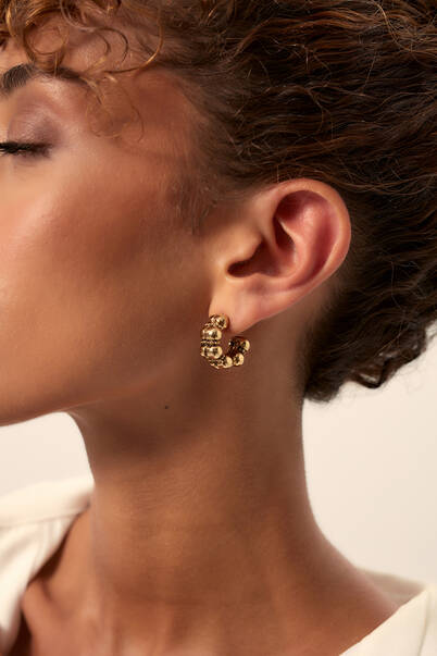 Nix Gold Plated Hoop Pinned Earrings - 4