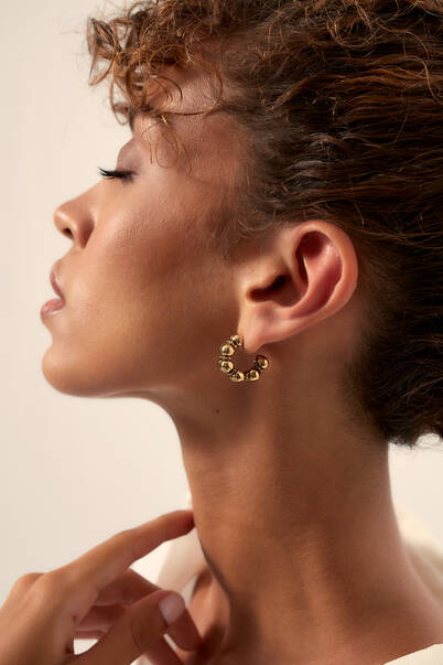 Nix Gold Plated Hoop Pinned Earrings - 5