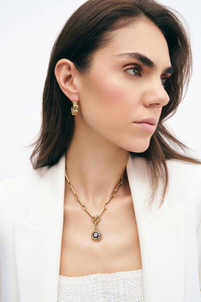 Nix Gold Plated Hoop Pinned Earrings - 8