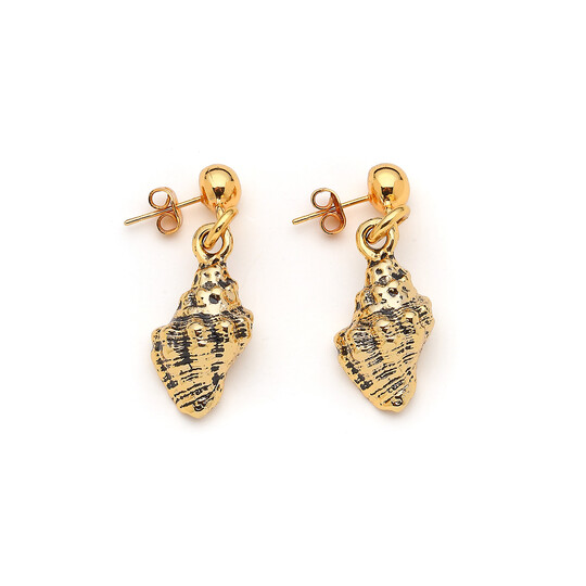 Ocean Whisper Gold Plated Seashell Stud Earrings 