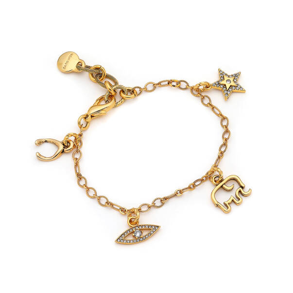 Pansy Gold Plated Eye,Nal,Star Charm Chain Bracelet - 1