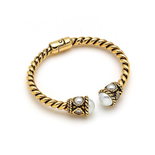 Perla Pearl Gold Plated Handcuff Bracelet 