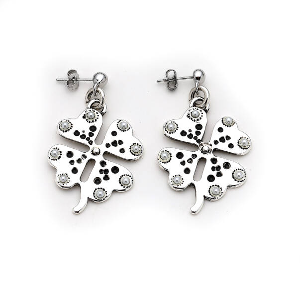 Phoenix Silver Plated Clover Charm Stud Earring - 1