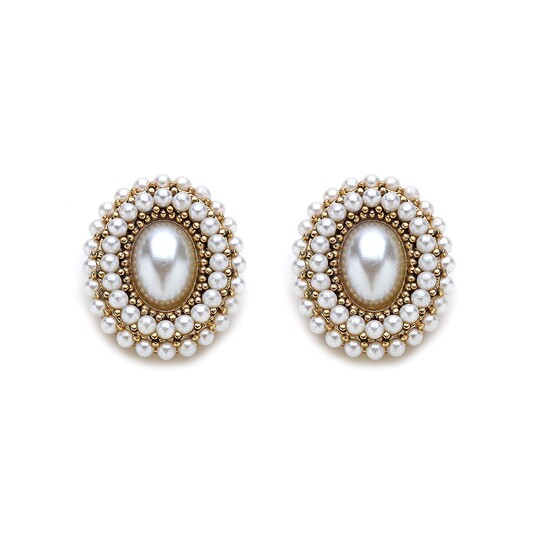 Rroxy Pearl Gold Plated Clip Earrings 