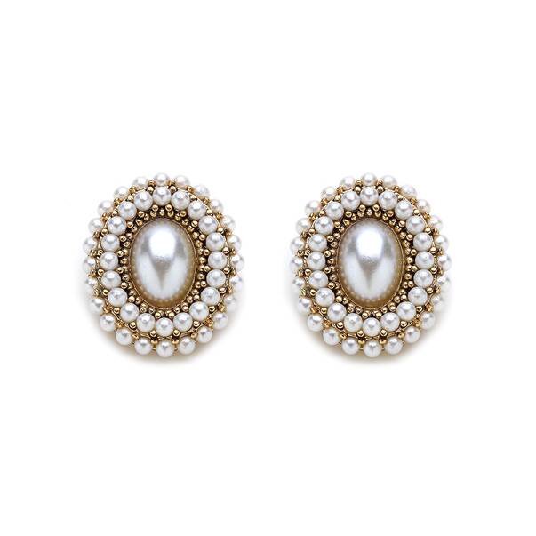 Rroxy Pearl Gold Plated Clip Earrings - 1