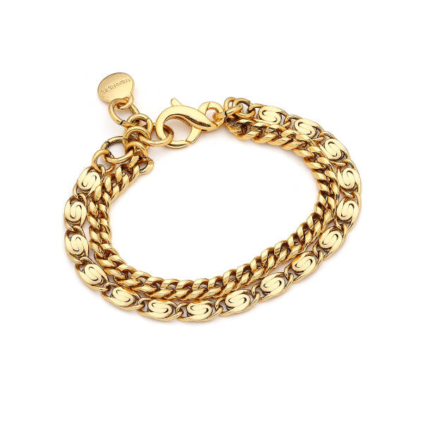 Sandy Gold Plated Multi Chain Bracelet - 1