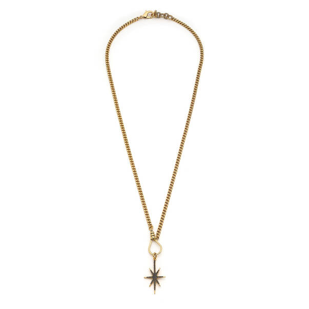 Secret Love Gold Plated Zircon Star Charm Chain Necklace - 1