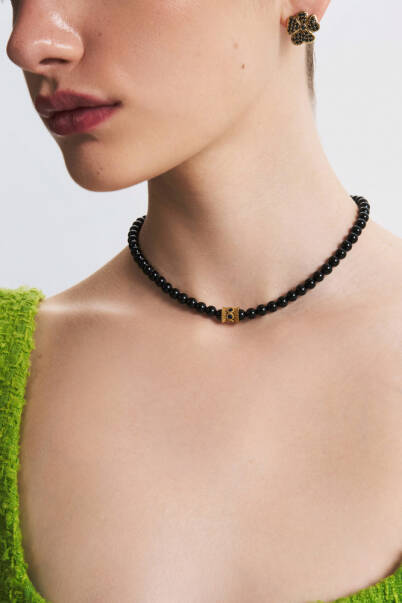 Shadowed Onyx Gold Plated Necklace - 2