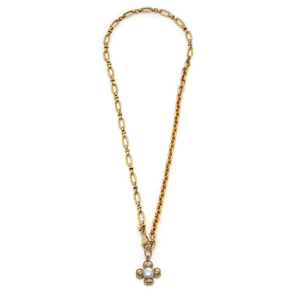 Shining Clover Gold Plated Clover Zircon Charm Chain Necklace - 1