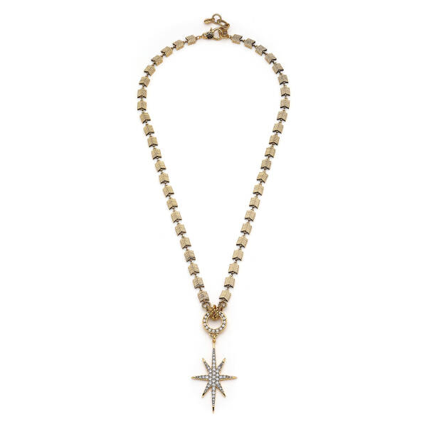 Shining Star Gold Plated Star Zircon Charm Chain Necklace - 1