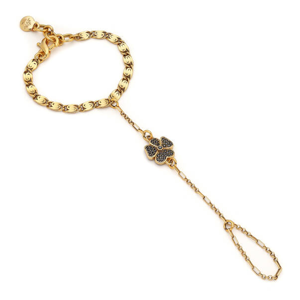 Sienna Gold Plated Clover Zircon Charm Chain Shahmaran - 1