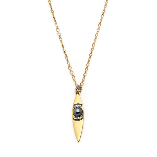 Sleek Gold Plated Eye Charm Chain Necklace - 2