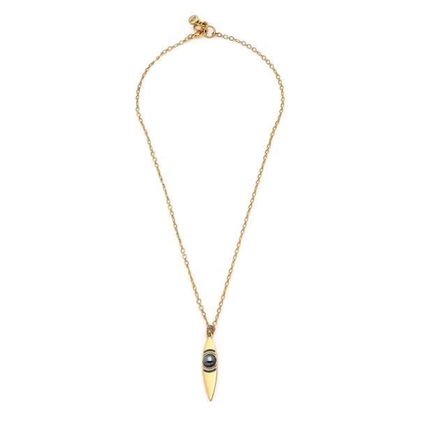 Sleek Gold Plated Eye Charm Chain Necklace - 1