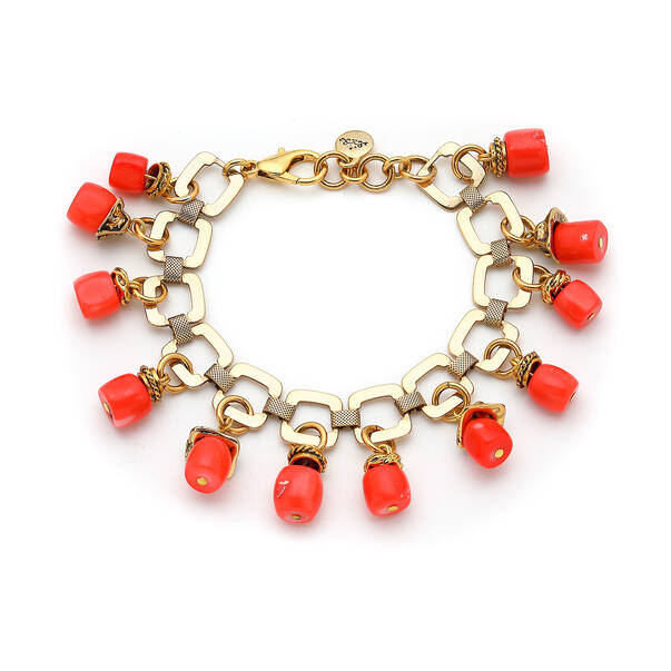 Solar Pink Coral Gold Plated Bangle - 1