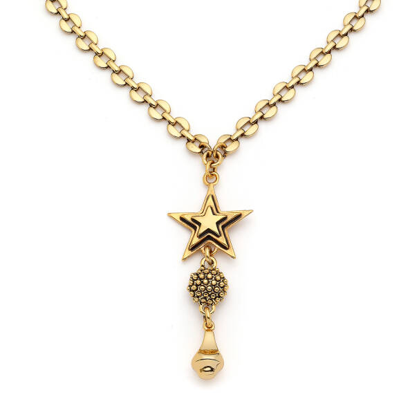 Star Dropped Gold Plated Star Charm Chain Necklace - 3