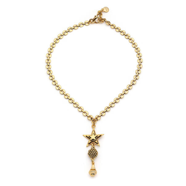 Star Dropped Gold Plated Star Charm Chain Necklace - 1