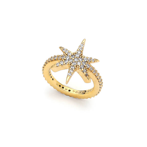 Stardust Gold Plated Star Zircon Ring - 1