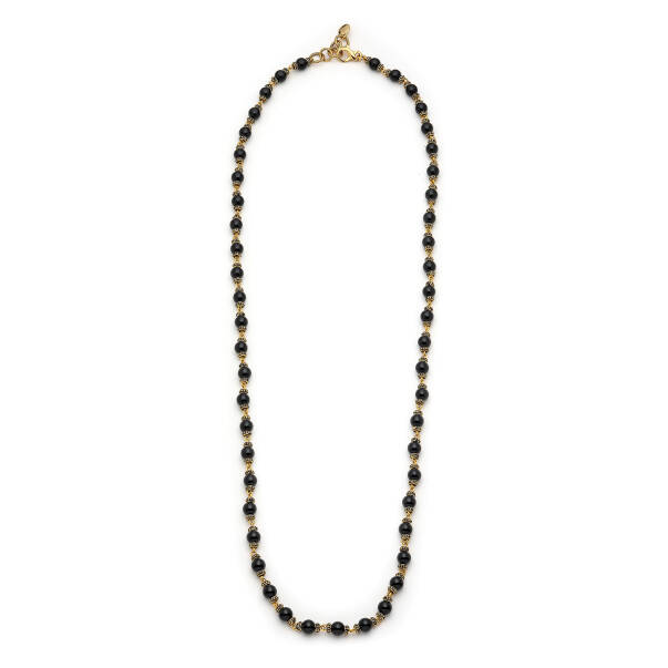 Starlit Obsidian Onyx Gold Plated Necklace - 1