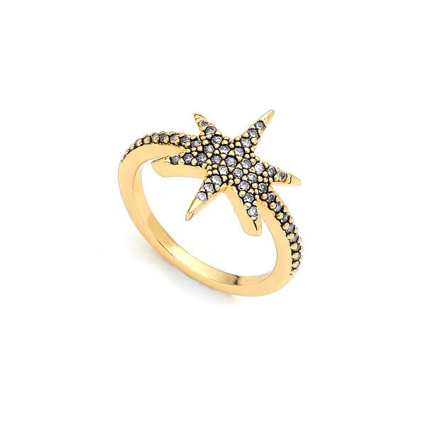 Stellar Gold Plated Star Zircon Ring - 1