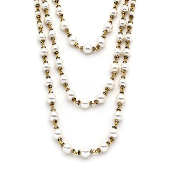 Triple Trouble Pearl Gold Plated Multi Necklace - 4