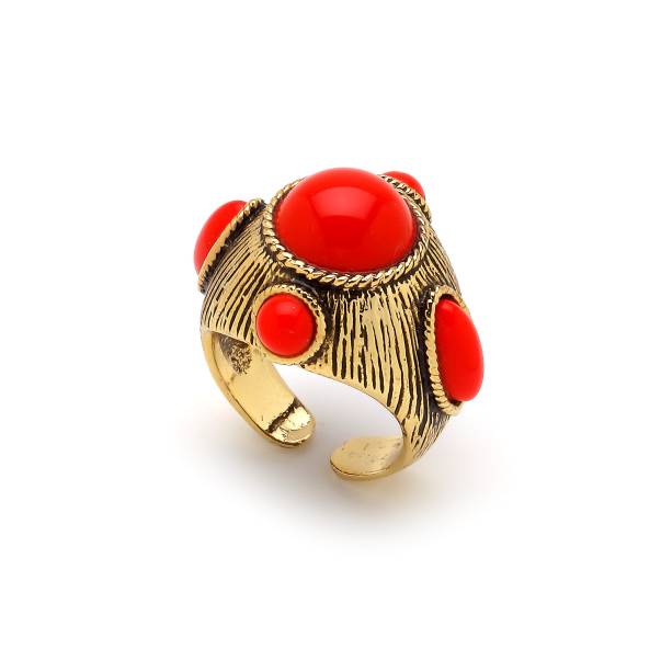 Tust Coral Gold Plated Ring - 1