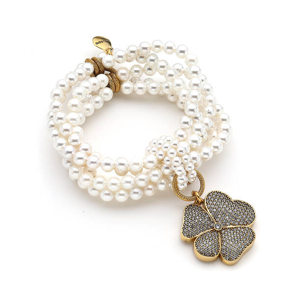 Yancy Clover Charm Pearl Bracelet - 1