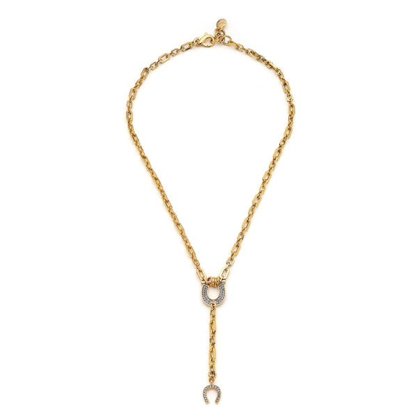 Zenith Gold Plated Zircon Horseshoe, Seashell Charm Chain Necklace - 1